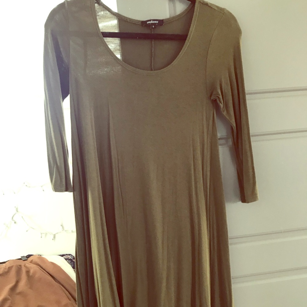 Olive green 3/4 length sleeve dress